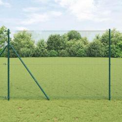 Clôture en fil soudé avec 13 poteaux verts 1.6x25 m en acier