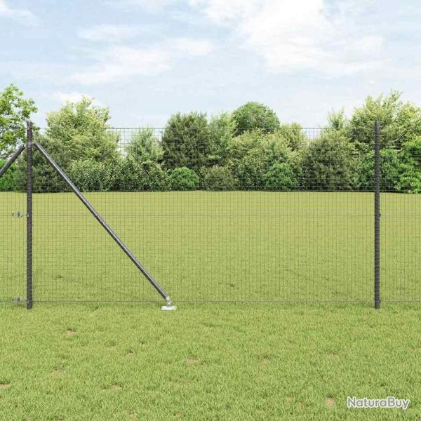 Clture en fil soud avec 13 poteaux en pointe, Gris, 1x25 m, Acier