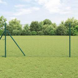 Clôture Euro avec 13 poteaux, 1,2 x 25 m, en acier galvanisé vert