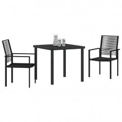 Ensemble de jardin de 3 pièces en rotin noir