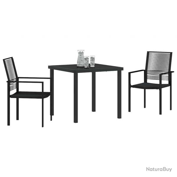 Ensemble de jardin de 3 pices en rotin noir