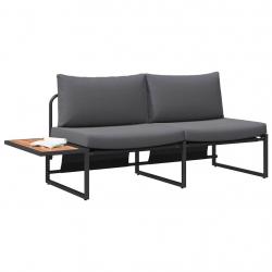 Canapé de jardin 2 places avec coussins anthracite