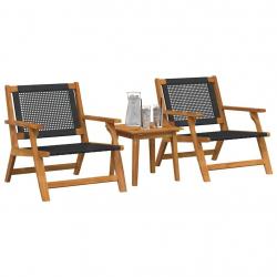 Set de Chaises d'Extérieur avec Table - 3 Pièces en Bois d'Acacia Noir