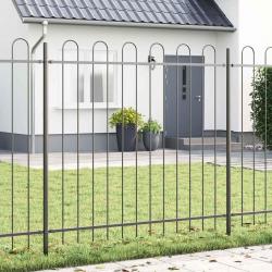 Clôture de jardin gris avec sommet en arc 5,1x1,5 m en acier