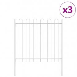 Clôture de jardin blanche 5,1x1,5 m en acier avec sommet en arc