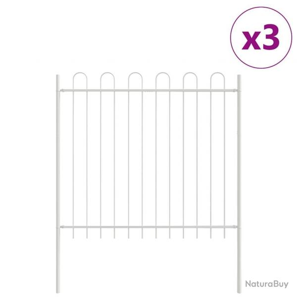 Clture de jardin blanche 5,1x1,5 m en acier avec sommet en arc