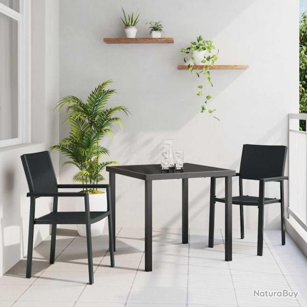 Ensemble de salle  manger de jardin 3 pices en poly rotin noir