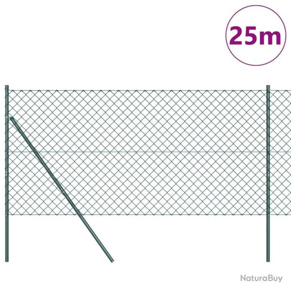 Jeu de Poteaux de Clture Vert 1.2 x 25 m Acier galvanis