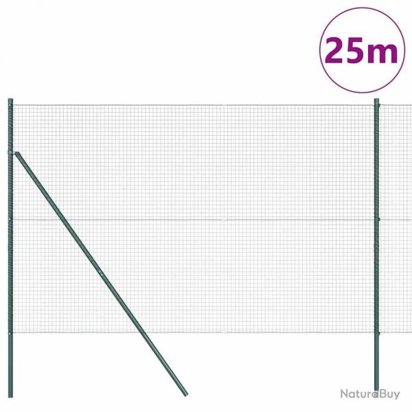 Kit de poteaux de clture Ensemble de 2 Vert Acier en poudre