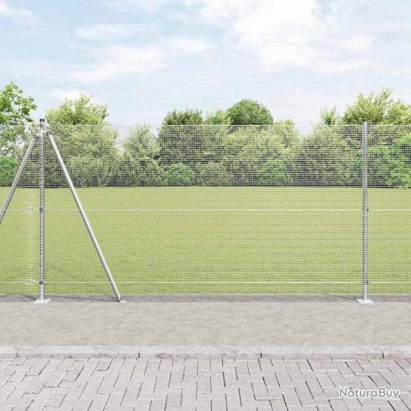 Clture en fil soud avec 13 poteaux  bride 1,2x25 m Acier galvanis