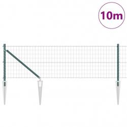 Clôture Euro avec 7 poteaux en pointe 0,8 x 10 m en acier galvanisé vert