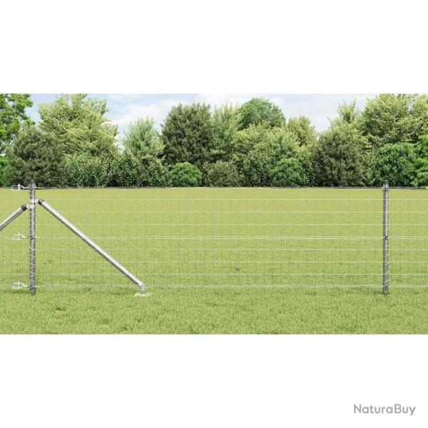 Clture Euro avec 7 poteaux  piques 0,6 x 10 m en acier galvanis