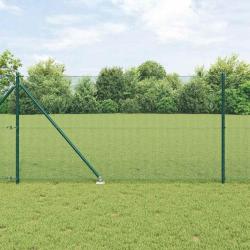 Kit de Poteaux de Clôture 2 pièces Vert Métal recouvert PVC