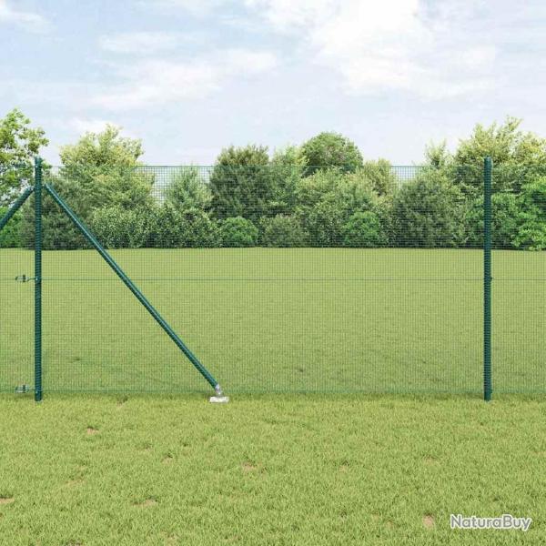 Kit de Poteaux de Clture 2 pices Vert Mtal recouvert PVC