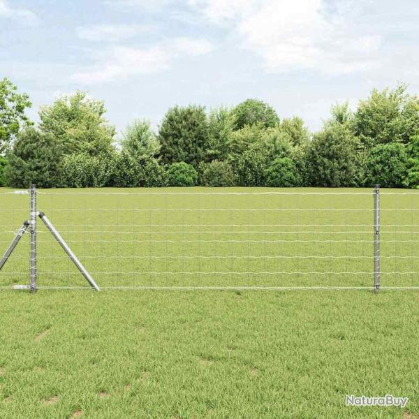 Clture Euro avec 13 poteaux 0,6 x 25 m en acier galvanis