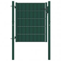 Portail de clôture PVC et acier 100x81 cm Vert