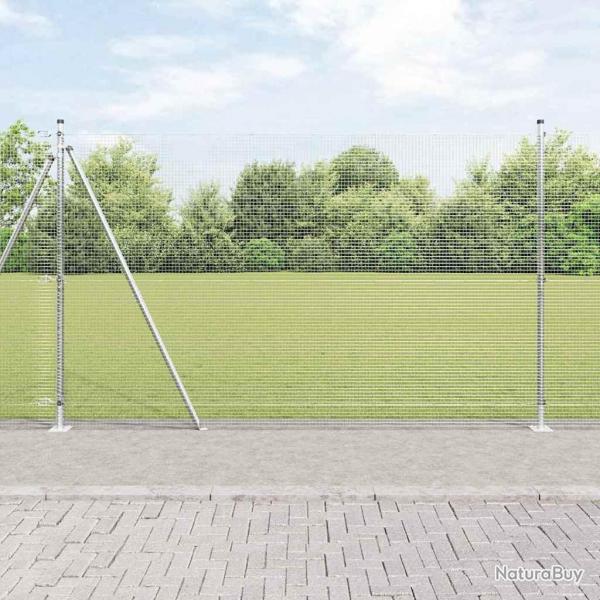 Clture en fil soud avec 7 poteaux  bride 1,5x10 m Acier galvanis