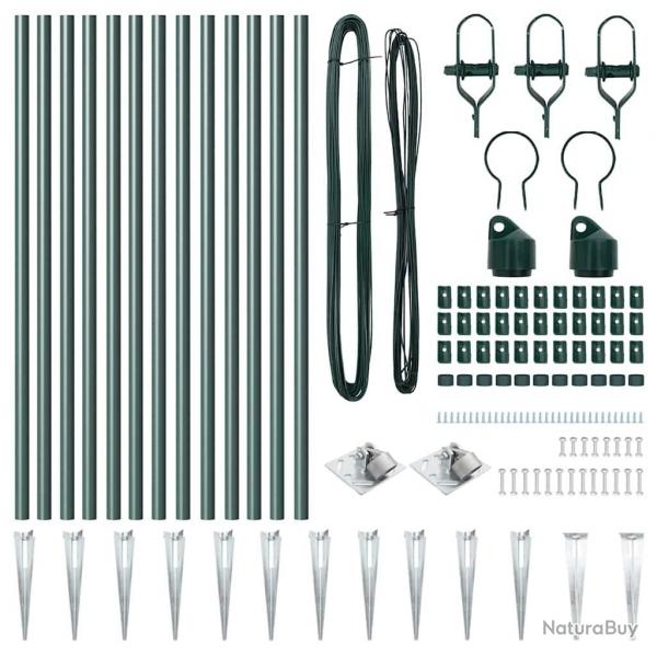 Ensemble de poteaux de clture avec pointe 13 pcs Vert