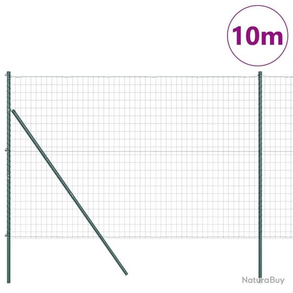 Clture Euro avec 7 poteaux, 1,5 x 10 m en acier galvanis vert