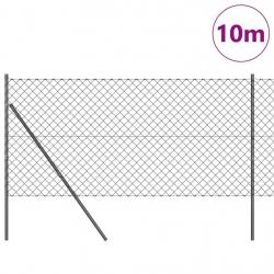 Jeu de Poteaux de Clôture Gris 1.4 x 10 m Acier galvanisé