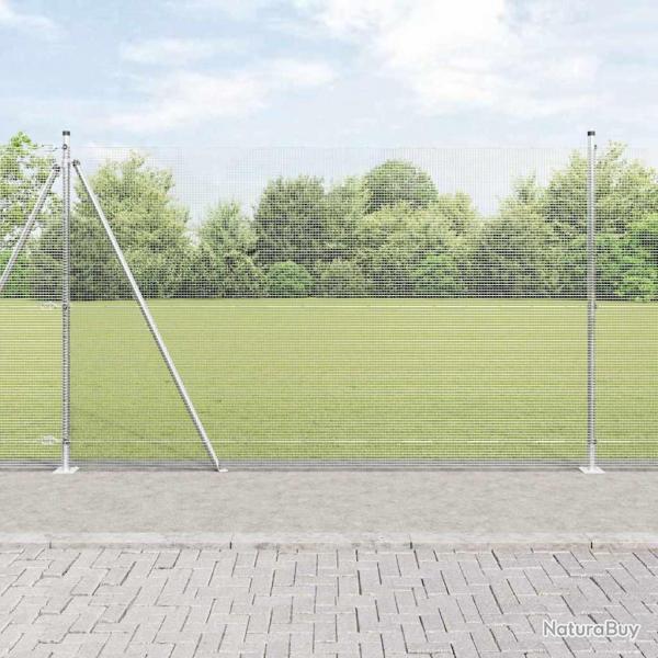 Clture en fil soud avec 7 poteaux  bride 1,4x10 m Acier galvanis