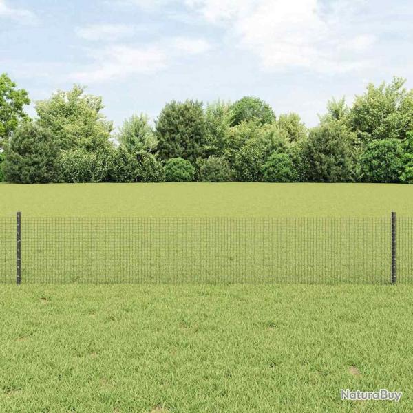 Clture en fil soud avec 22 poteaux en U gris 0.4x50 m en acier