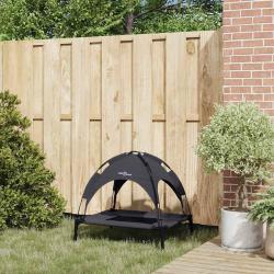 Lit surélevé pour chien Noir Tissu polyester, cadre en métal