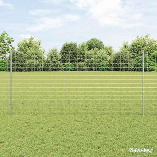 Clture Euro avec 10 poteaux argents 1,2x10 m en acier