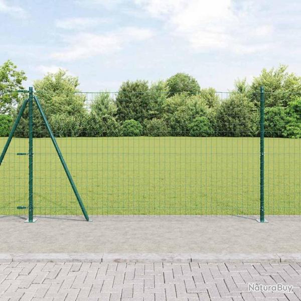 Clture Euro avec 7 poteaux latraux 1,2 x 10 m en acier galvanis
