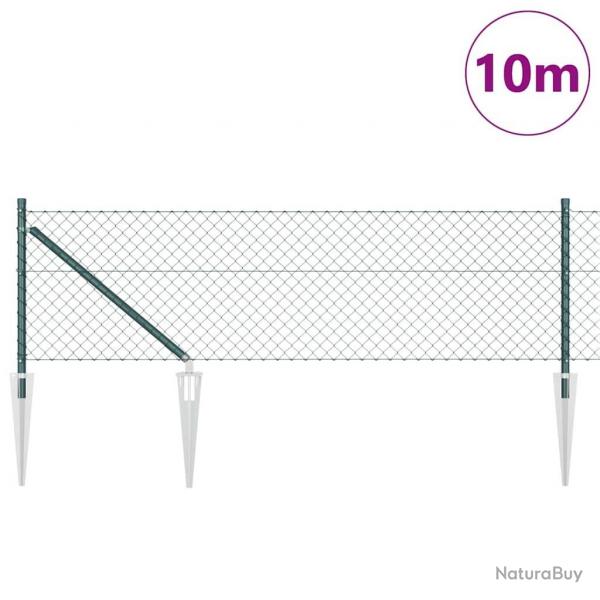 Jeu de Poteaux de Clture Vert 0.6 x 10 m Acier galvanis