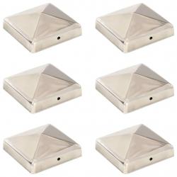 Bouchons de poteau de clôture pyramidaux 6 pcs Inox 91x91 mm