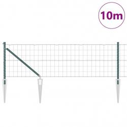 Clôture Euro avec 7 poteaux en pointe 0,8 x 10 m en acier galvanisé vert