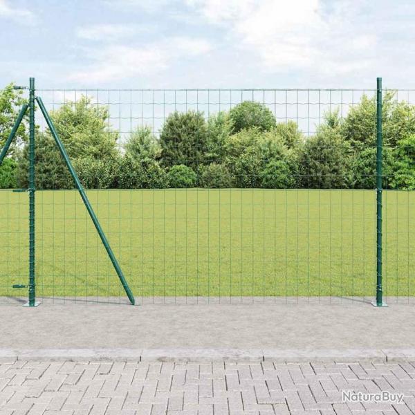 Clture Euro avec 7 poteaux inclins 1,4x10 m en acier galvanis
