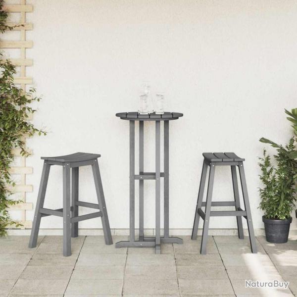 Tabourets de bar 2 pcs Gris clair HDPE
