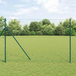 Clôture Euro avec 7 poteaux 1,5 x 10 m en acier galvanisé vert