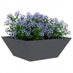 Pot à fleurs anthracite 40x40x15 cm en acier.