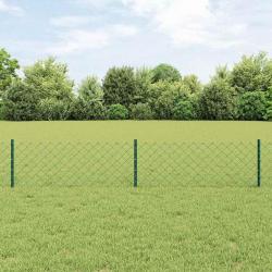 Clôture en Treillis avec 22 Poteaux en U Vert 0.4x25 m Acier