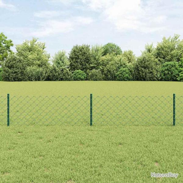 Clture en Treillis avec 22 Poteaux en U Vert 0.4x25 m Acier