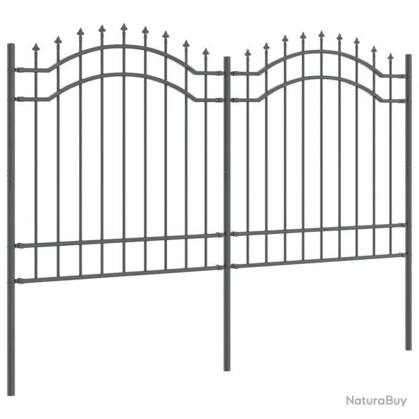 Clture de jardin Gris 165 cm Acier peint par poudre