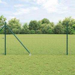Set de poteaux de clôture 2 pièces Vert Acier revêtu de poudre