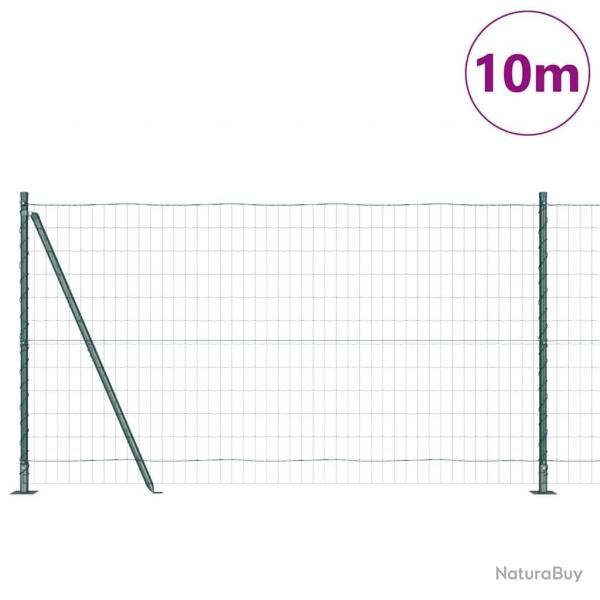Clture Euro avec 7 poteaux  flasques 1,2 x 10 m en acier galvanis.
