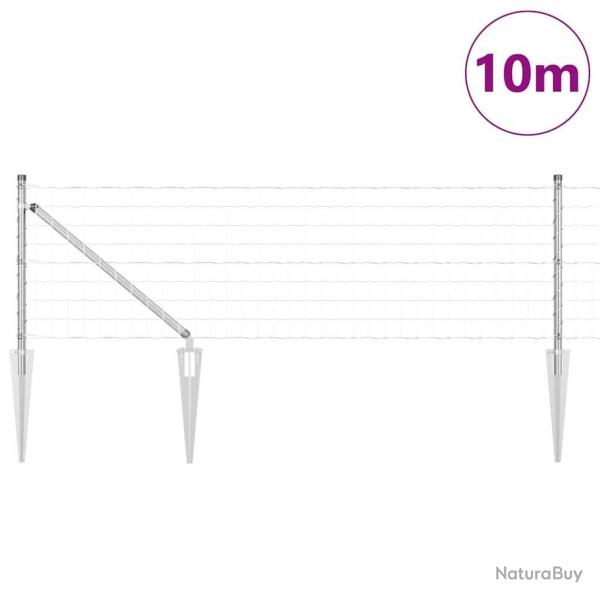 Clture Euro avec 7 piquets pointus 0,8x10 m Acier galvanis