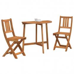 Ensemble de Bistro de Jardin Pliant 3 Pièces en Bois Acacia de