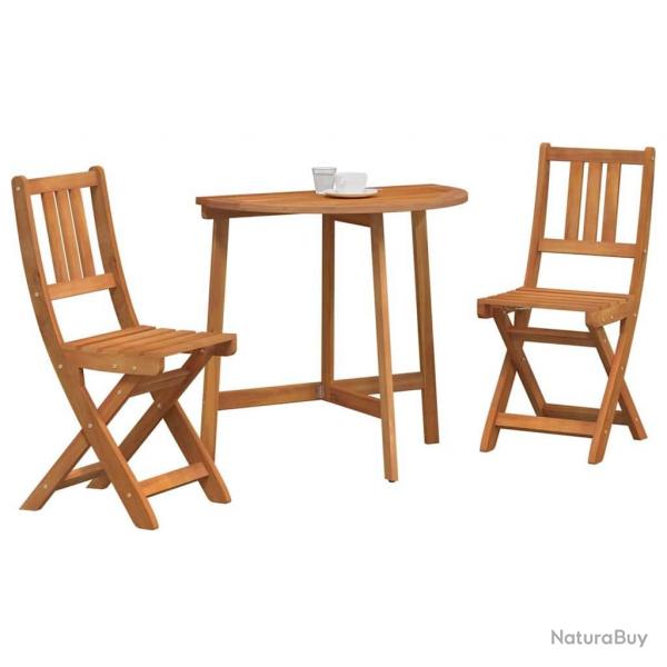 Ensemble de Bistro de Jardin Pliant 3 Pices en Bois Acacia de
