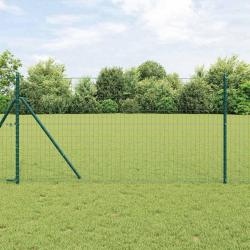 Clôture Euro avec 7 poteaux 1,4 x 10 m en acier galvanisé vert