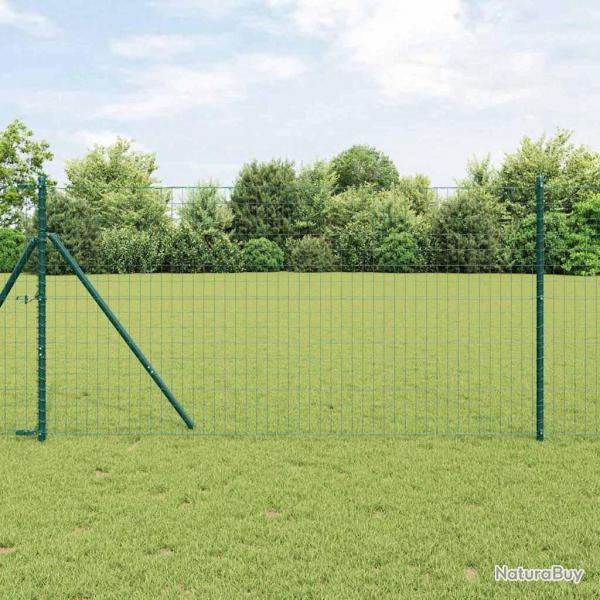Clture Euro avec 7 poteaux 1,4 x 10 m en acier galvanis vert