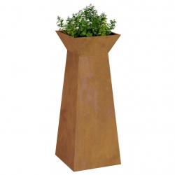 Piliers de jardin , 2 pièces avec bol, dimensions 40x40x100 cm, en acier corten.
