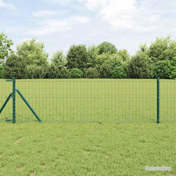 Clture Euro avec 13 poteaux 0,8 x 25 m en acier galvanis vert
