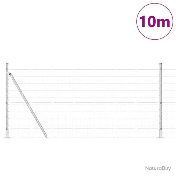 Clture Euro avec 7 poteaux  flange 1x10 m en acier galvanis