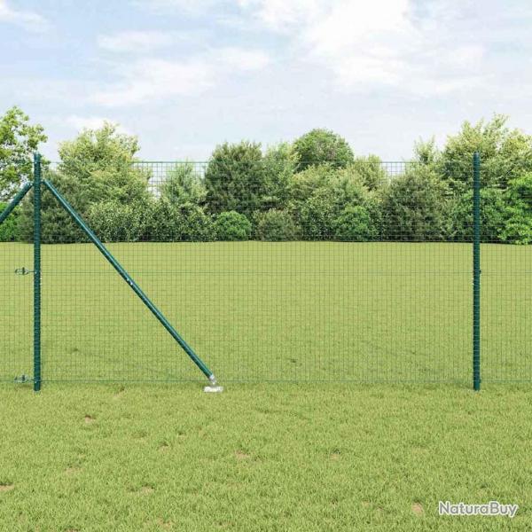 Clture en fil soud avec 7 piquets en mtal verte 1,4x10 m en acier